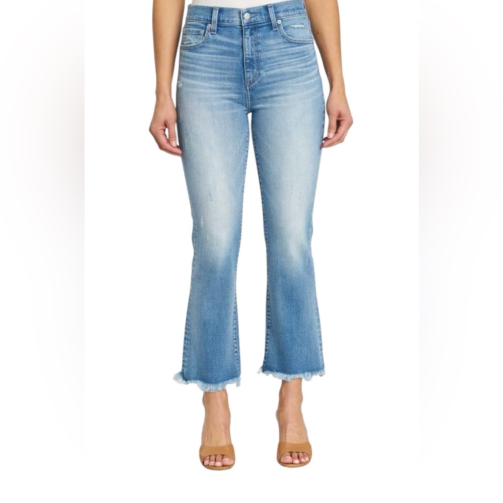pistola Light Blue Bootcut Frayed Hem Jeans